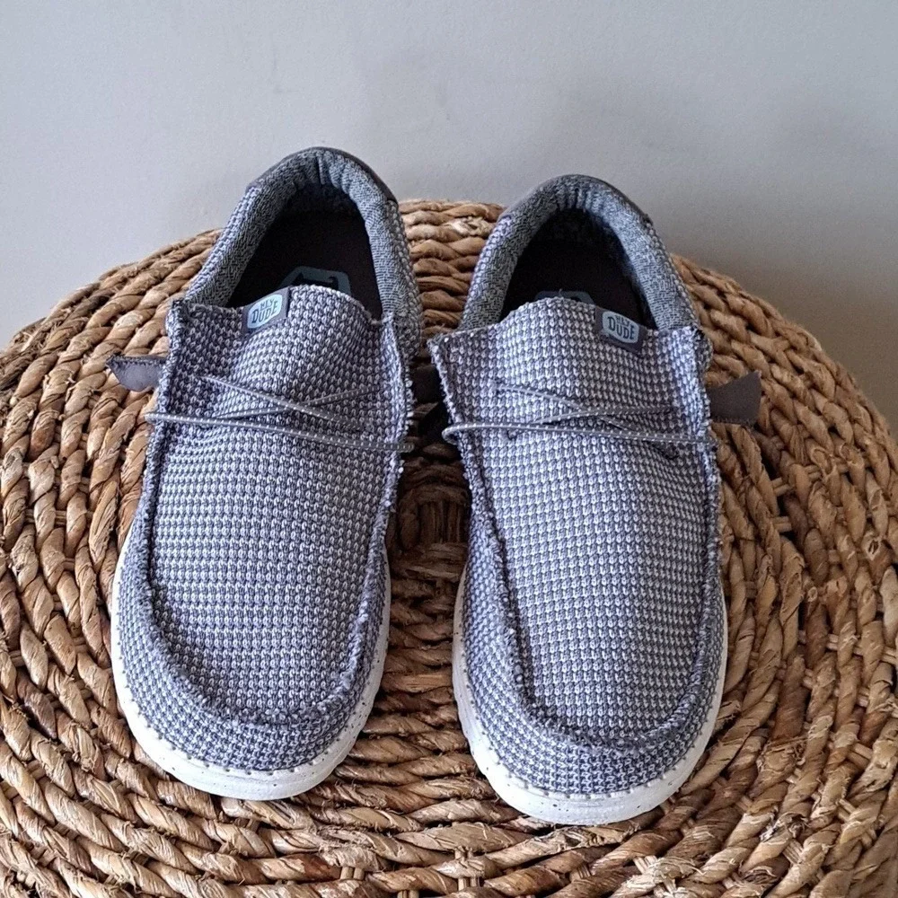 Hey Dude Mens Wally Grey Sport Mesh Knit Slip-On Lightweight Loafers S-6‎